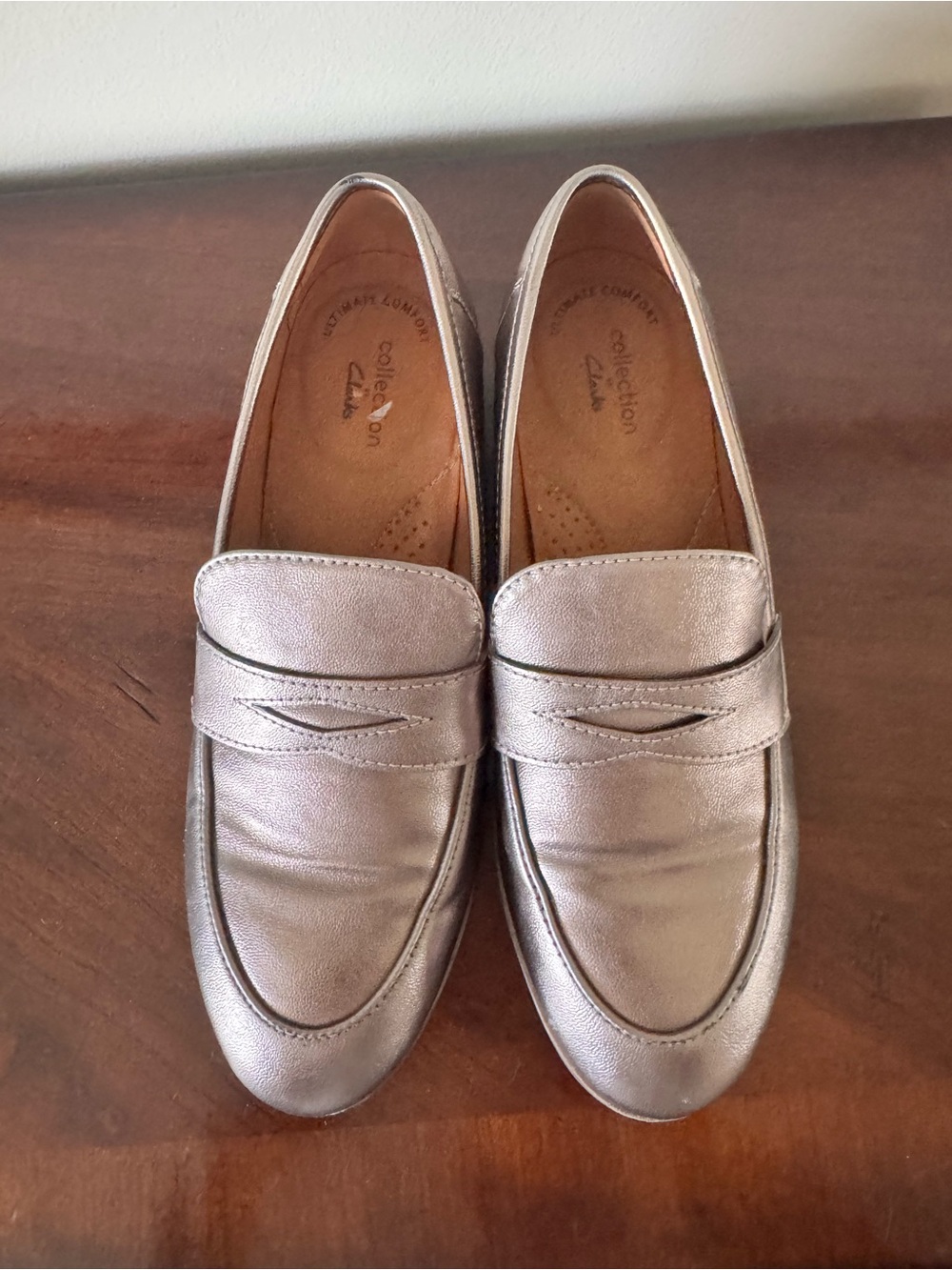Clarks Metallic Leather Penny Loafers